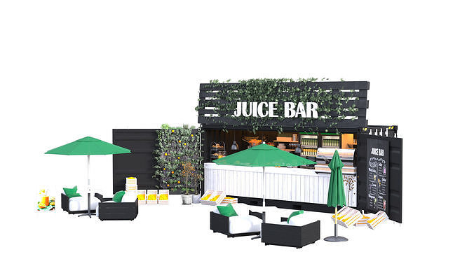 Container Juice Cafe 3D model 2