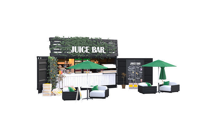 Container Juice Cafe 3D model 3