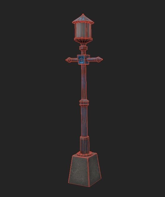 BabyBlue Rusty Street Lamp  Low-poly 3D model_5