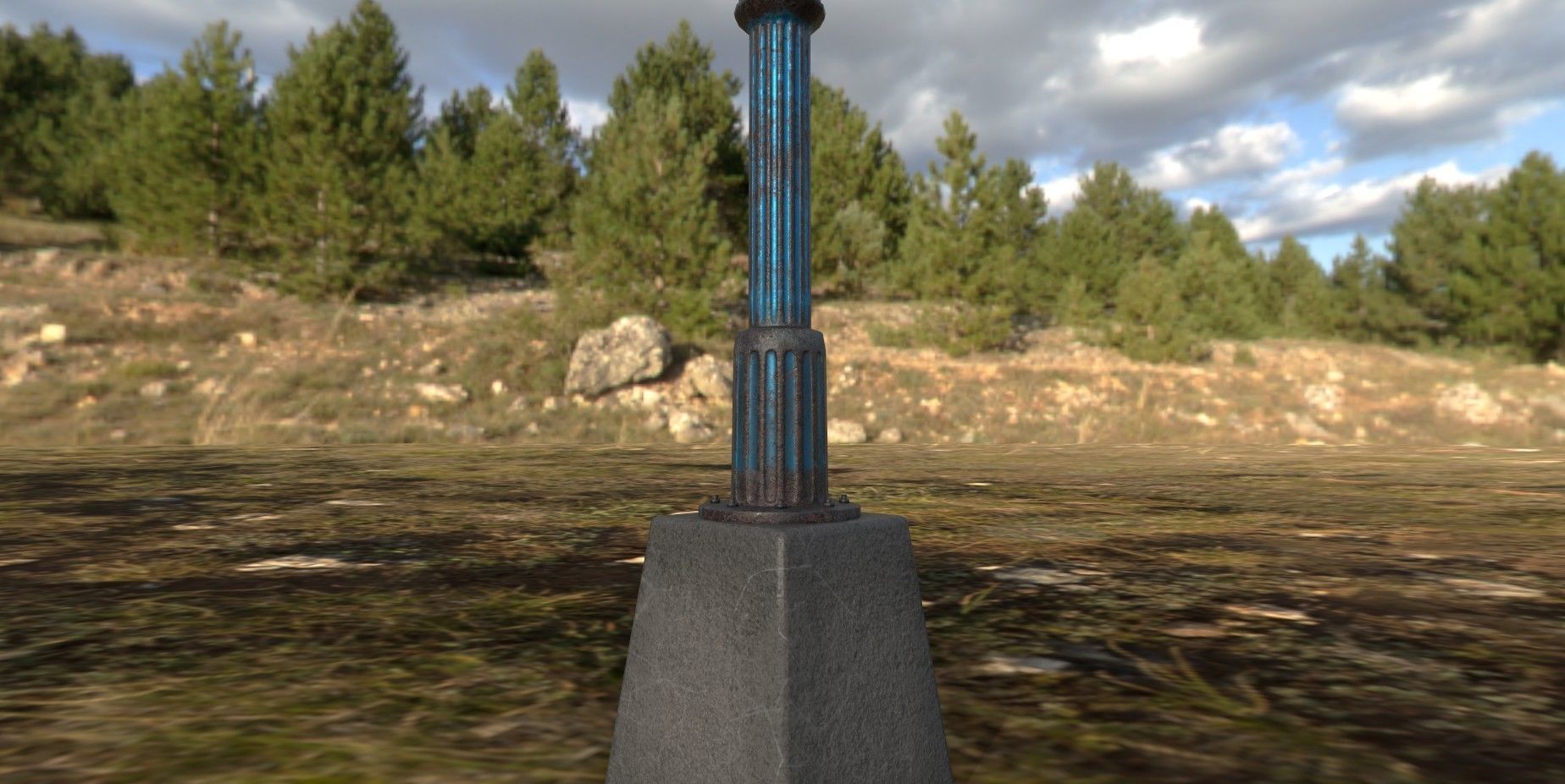 BabyBlue Rusty Street Lamp  Low-poly 3D model_2