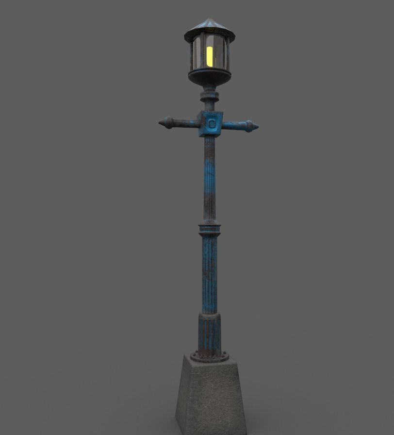 BabyBlue Rusty Street Lamp  Low-poly 3D model_1