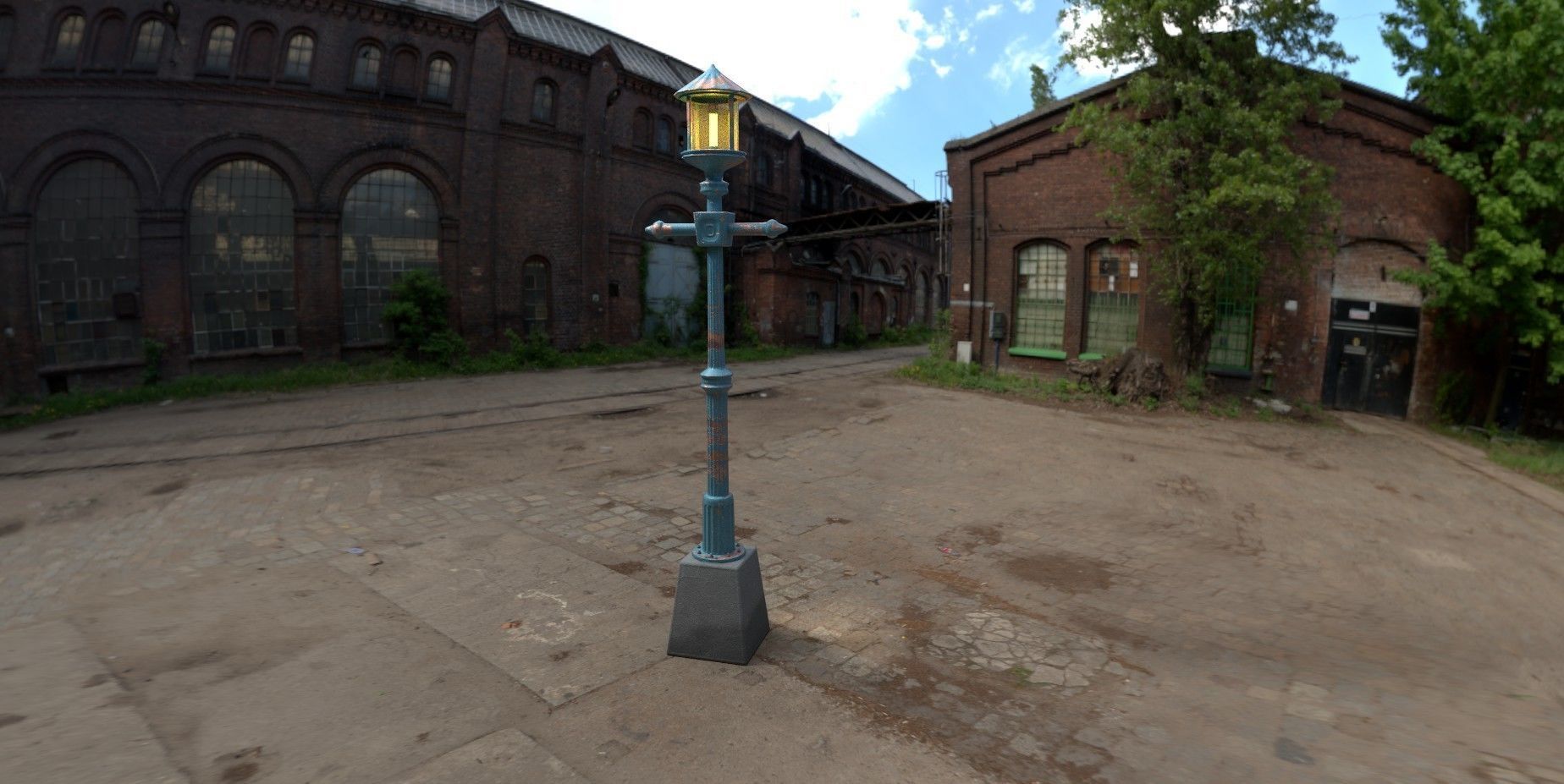 BabyBlue Rusty Street Lamp  Low-poly 3D model_3