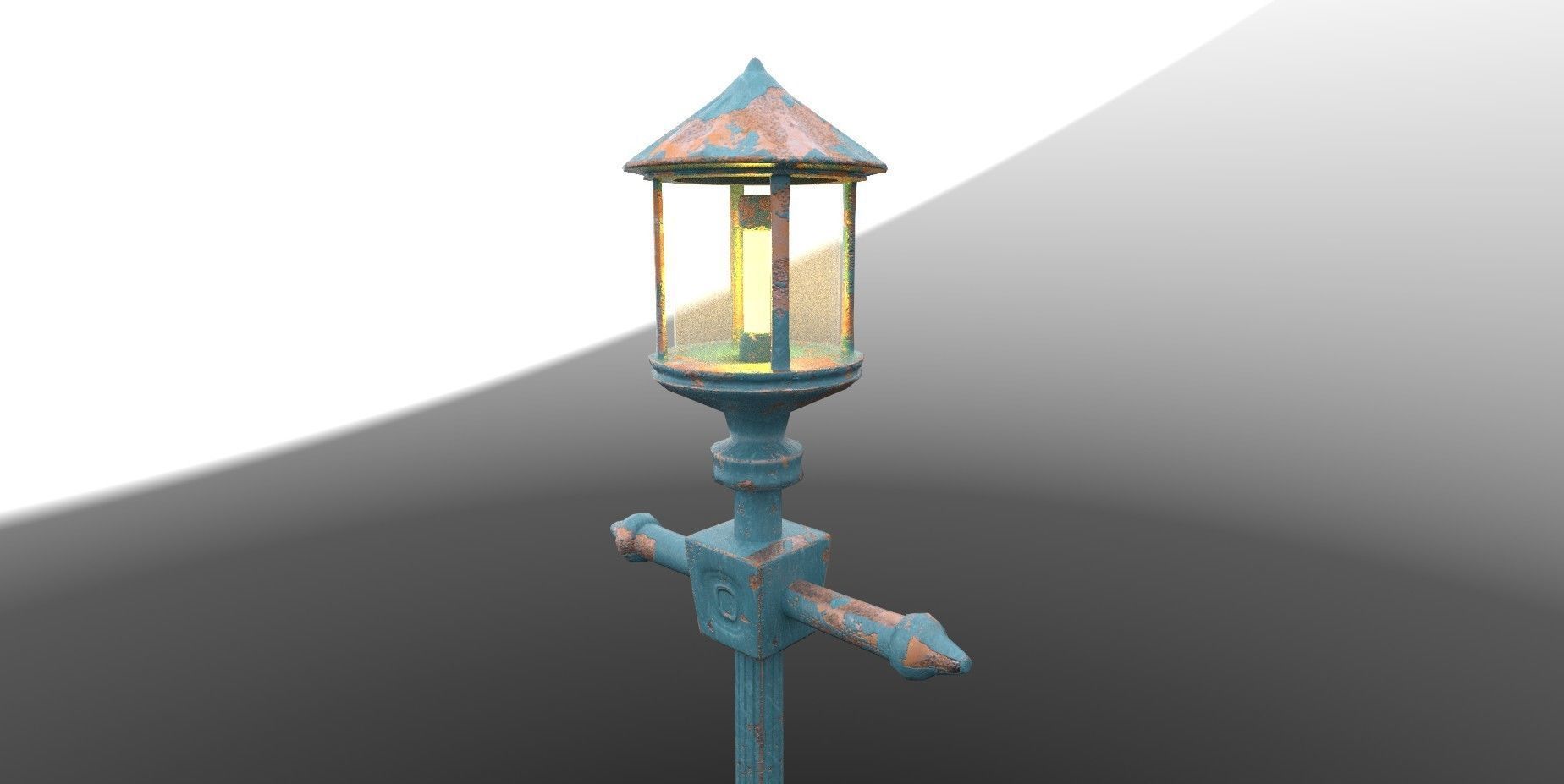 BabyBlue Rusty Street Lamp  Low-poly 3D model_4