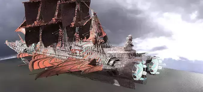 Drake Airship Sci-Fi design 2 3D model