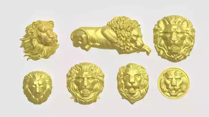 Lion Engraving Collection 3D print model