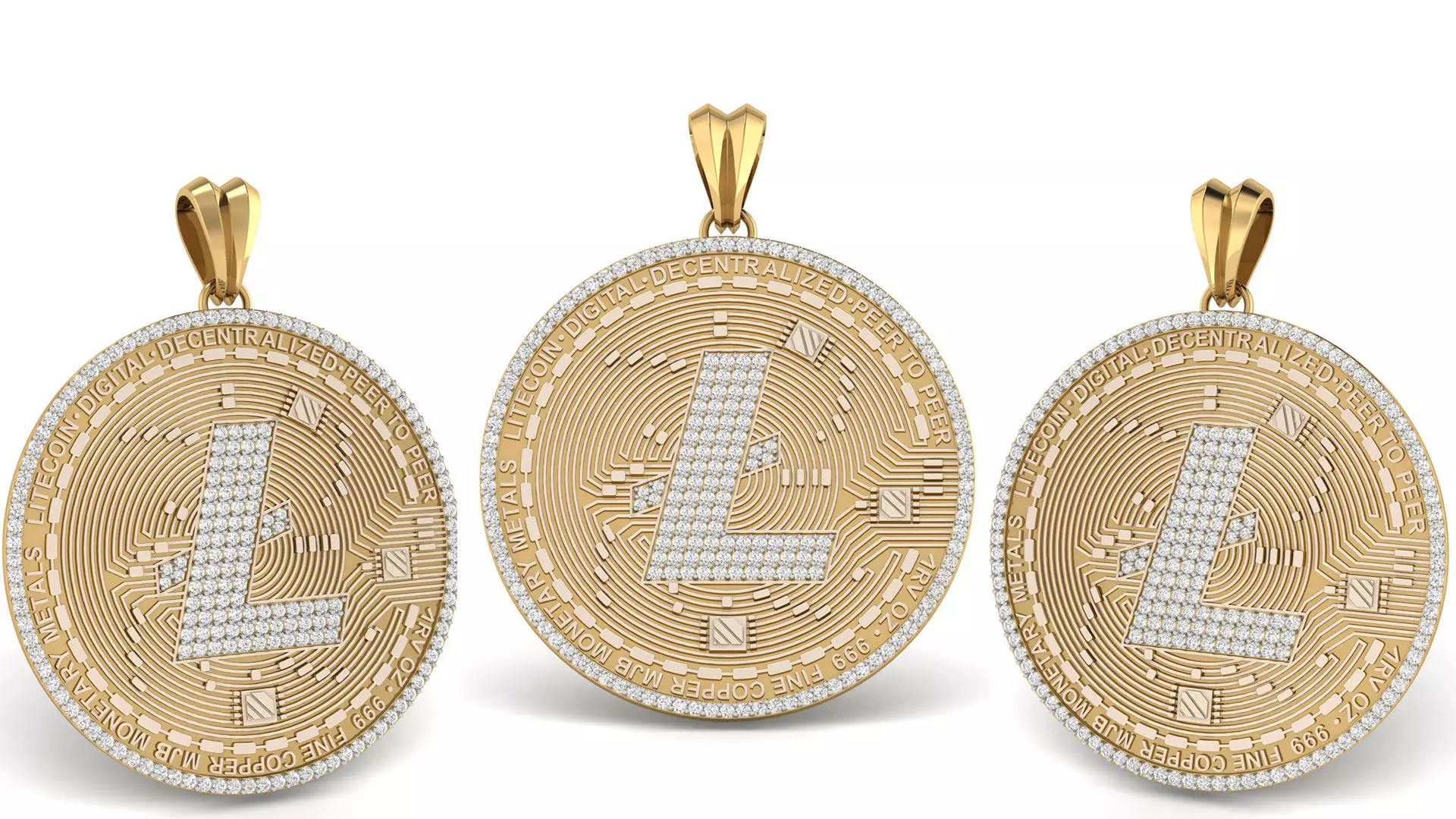Diamond LiteCoin Pendant 3D print model