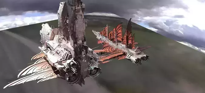 Drake Airship Sci-Fi design 2 versions