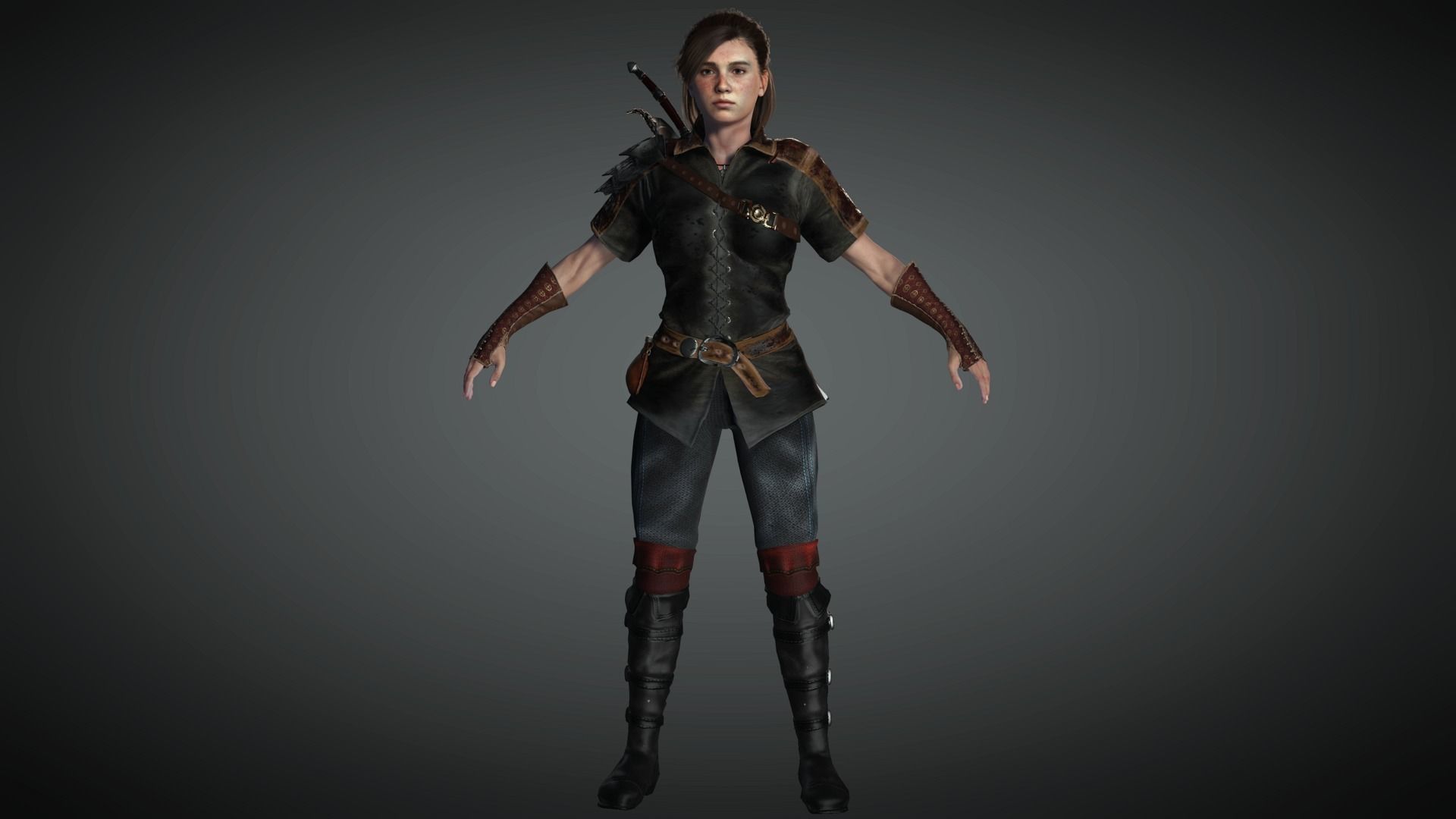 AAA Fantasy Female Character 19 Low-poly 3D model_5