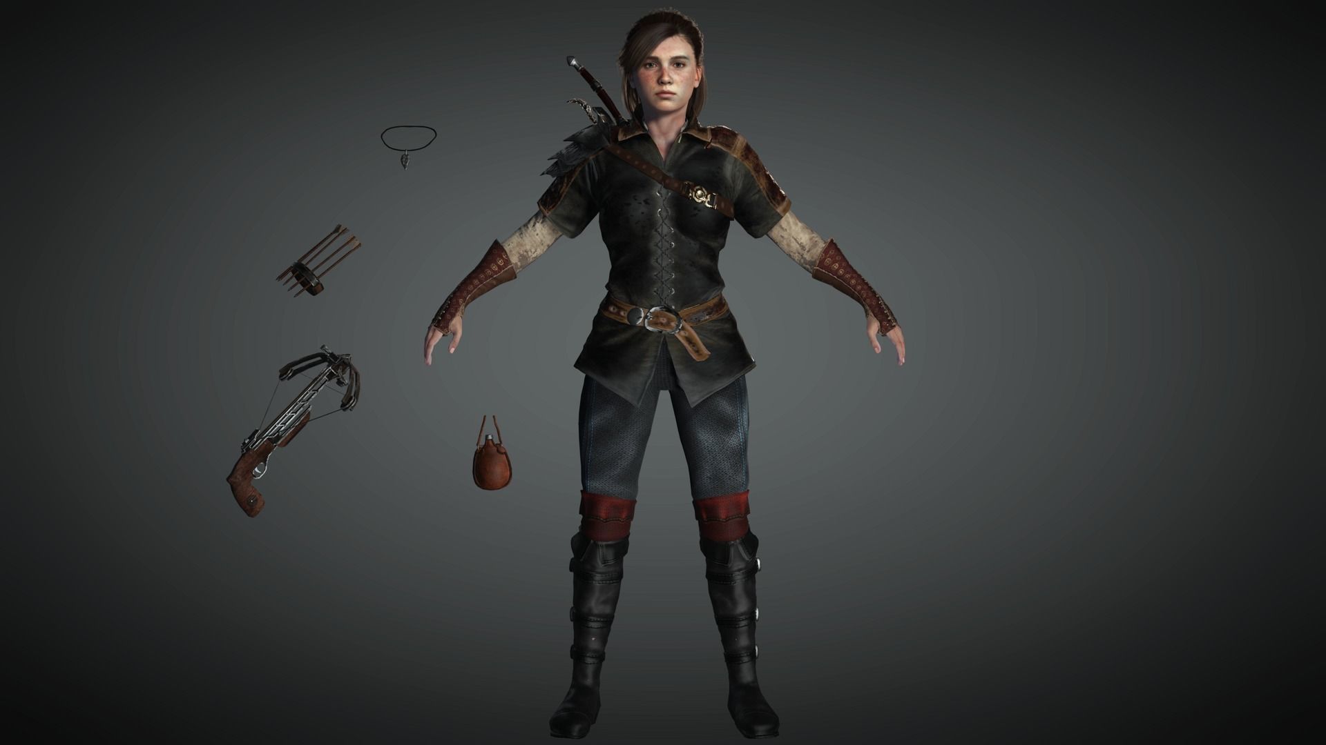 AAA Fantasy Female Character 19 Low-poly 3D model_2