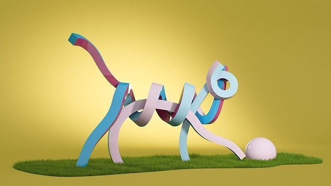 Cat With A Ball 2021 3D model