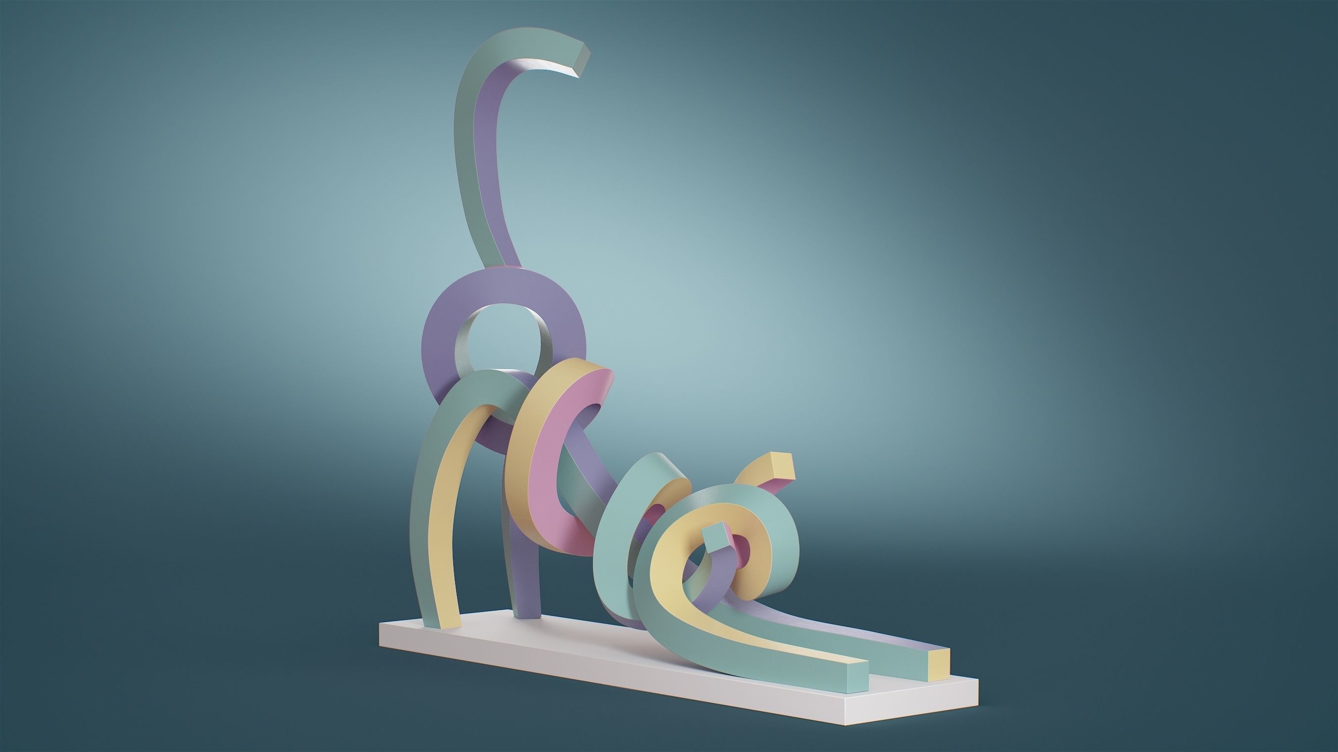 Stretching Cat Pastel 3D model_14