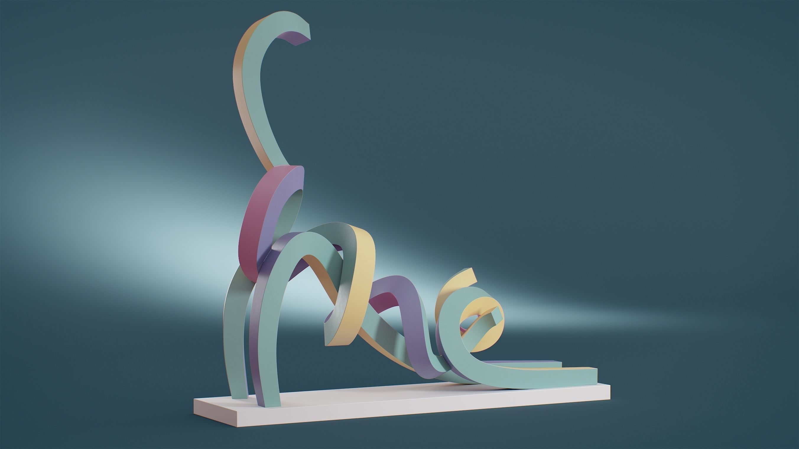 Stretching Cat Pastel 3D model_4