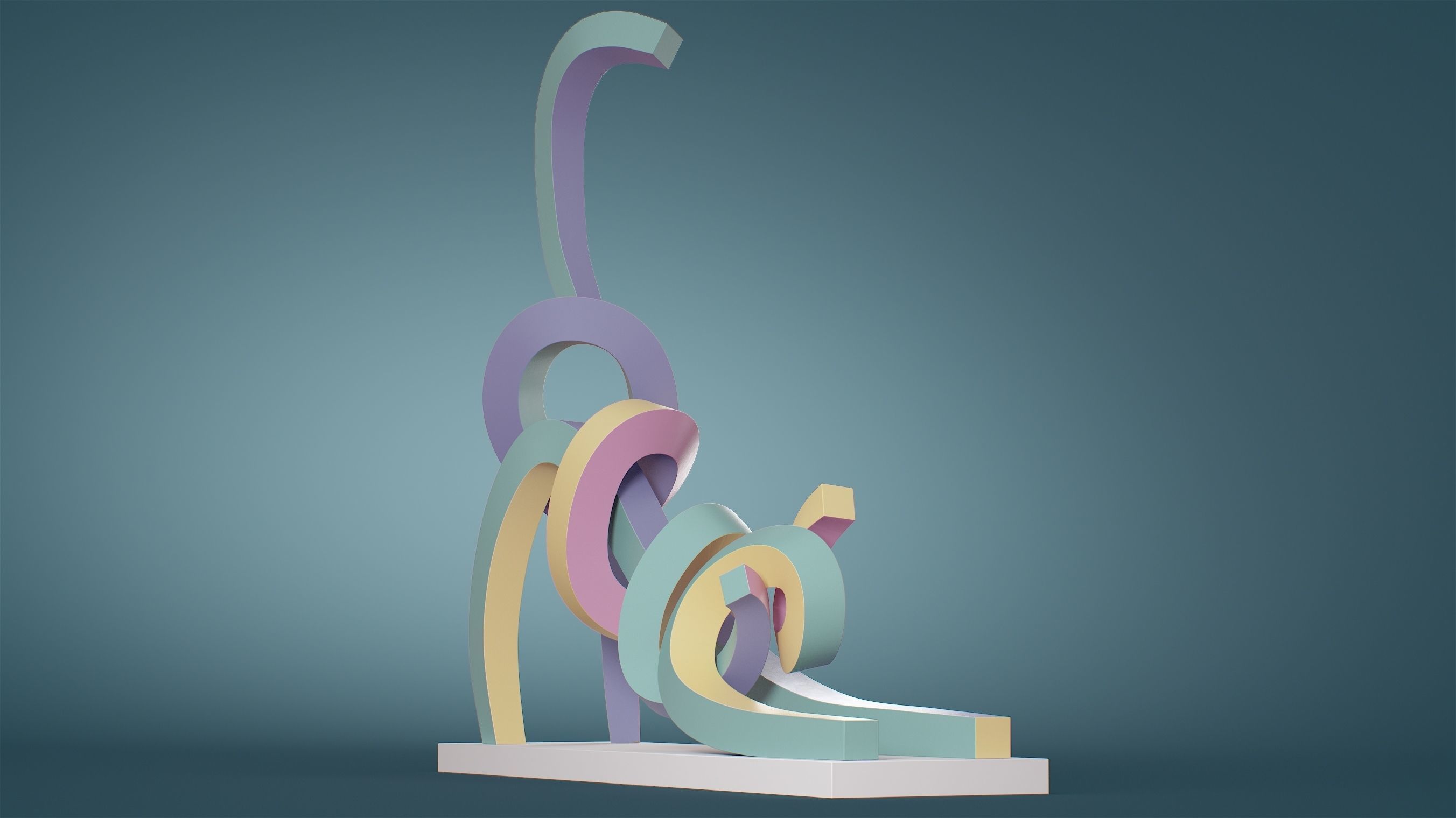 Stretching Cat Pastel 3D model_20
