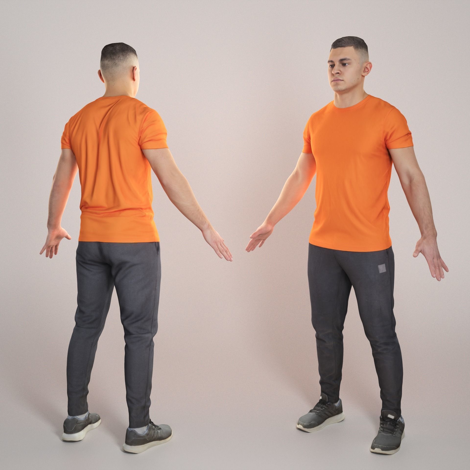 Young man in sportswear ready for rigging 353 Low-poly 3D model_1