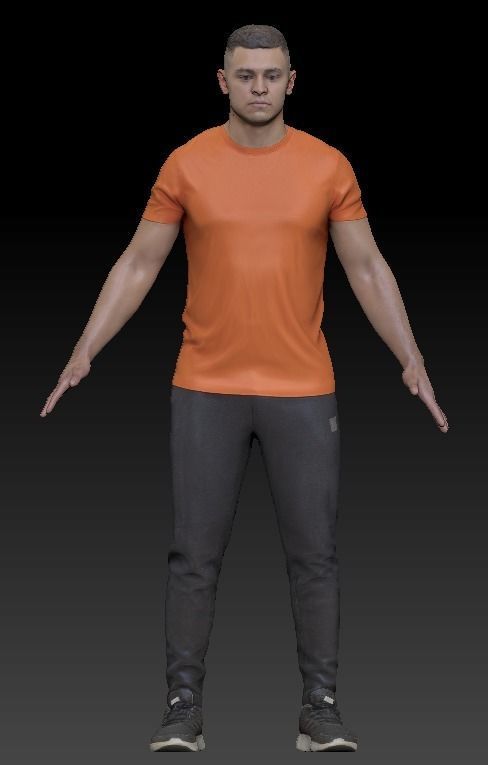 Young man in sportswear ready for rigging 353 Low-poly 3D model_5