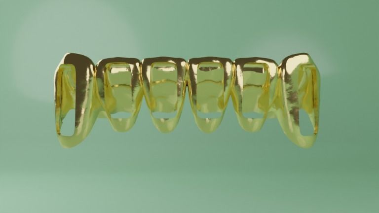 Lower Grillz - gold teeth 3D model 3D model_1