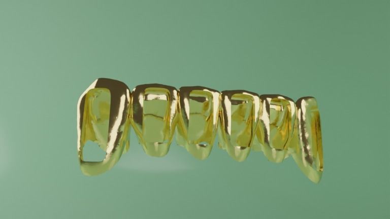 Lower Grillz - gold teeth 3D model 3D model_4