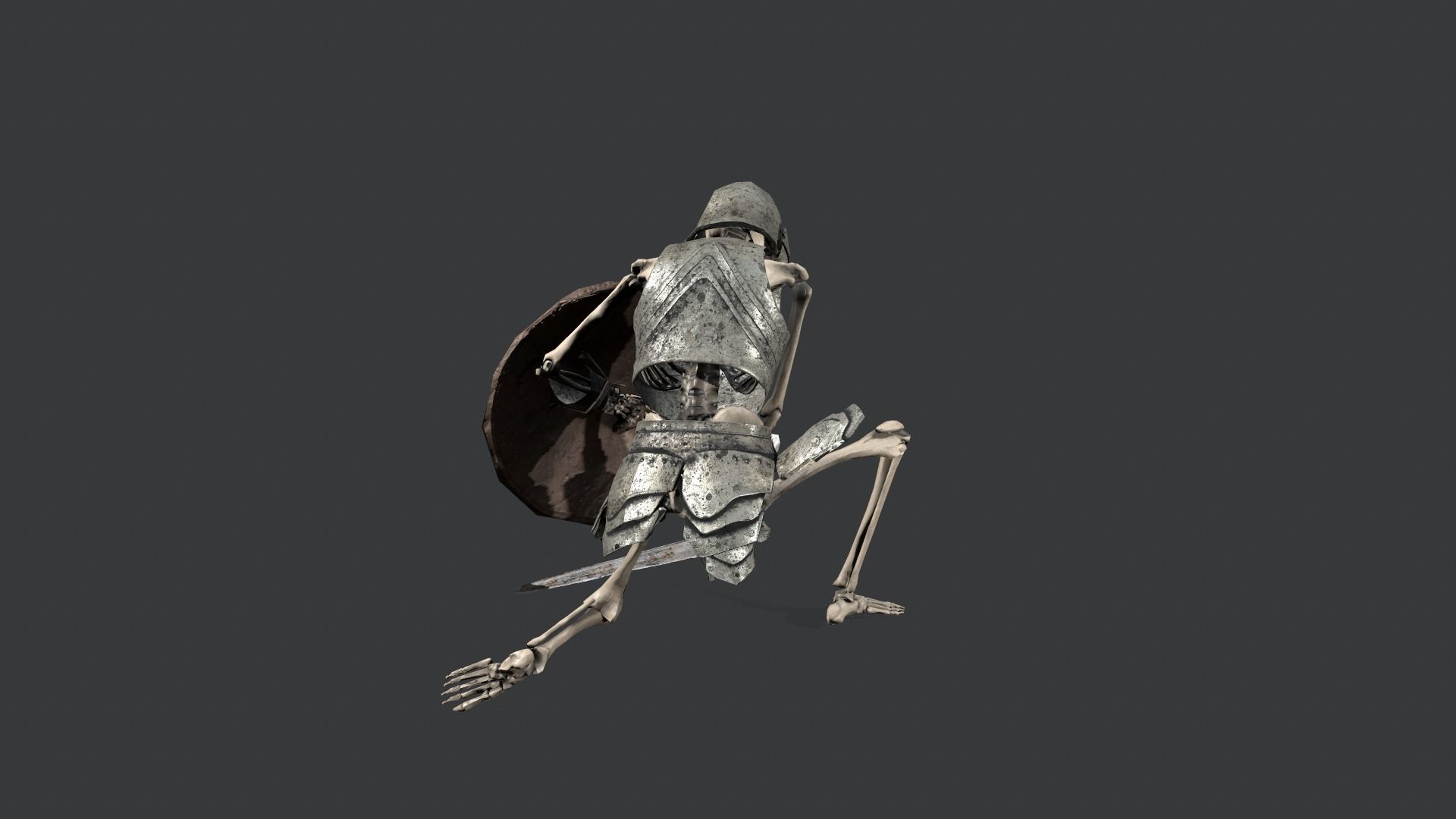 Skeleton Warrior Low-poly 3D model_3