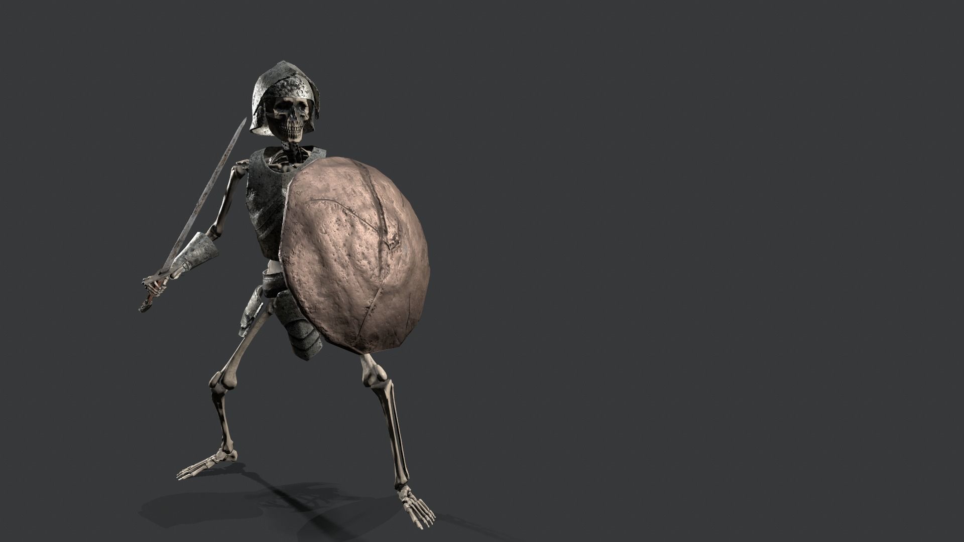 Skeleton Warrior Low-poly 3D model_24