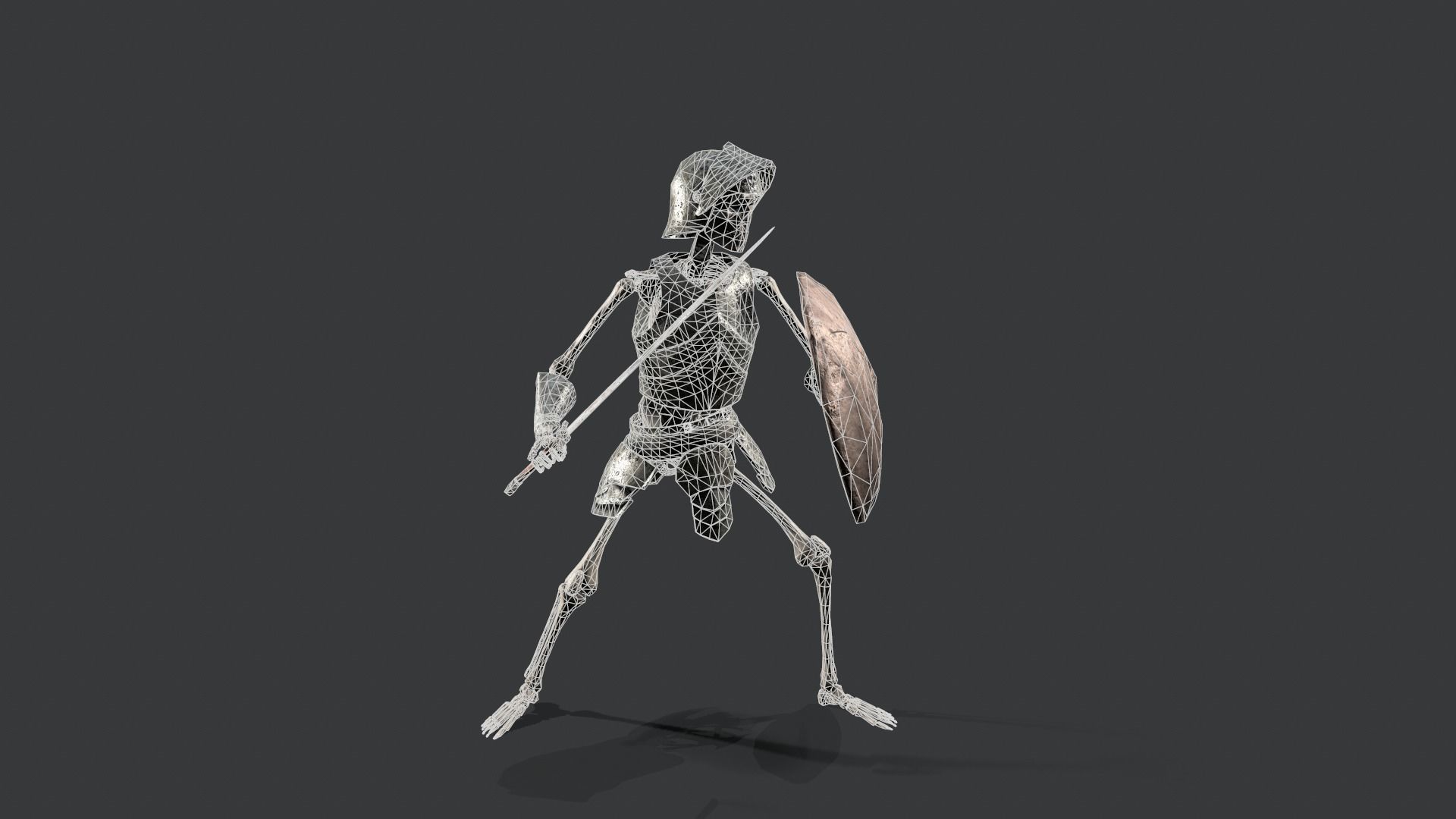 Skeleton Warrior Low-poly 3D model_20