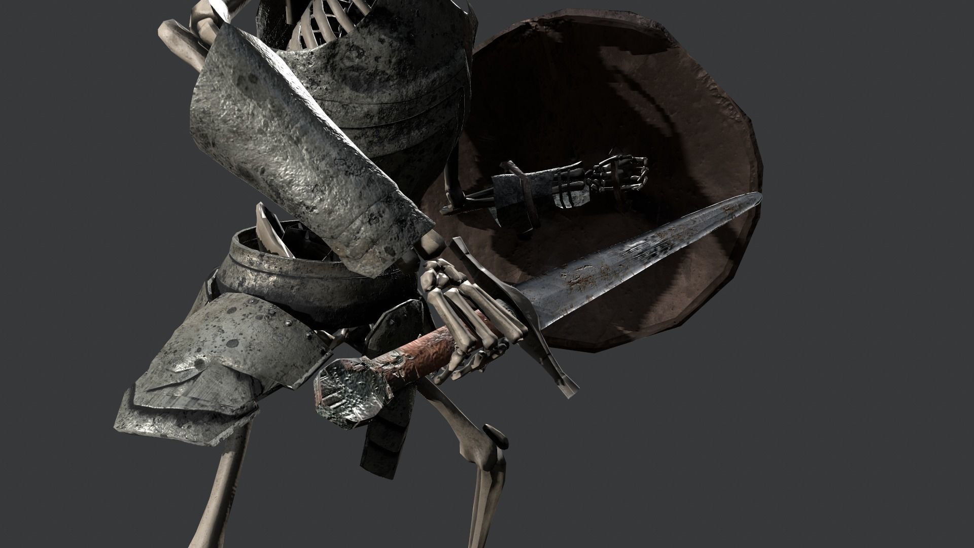 Skeleton Warrior Low-poly 3D model_7