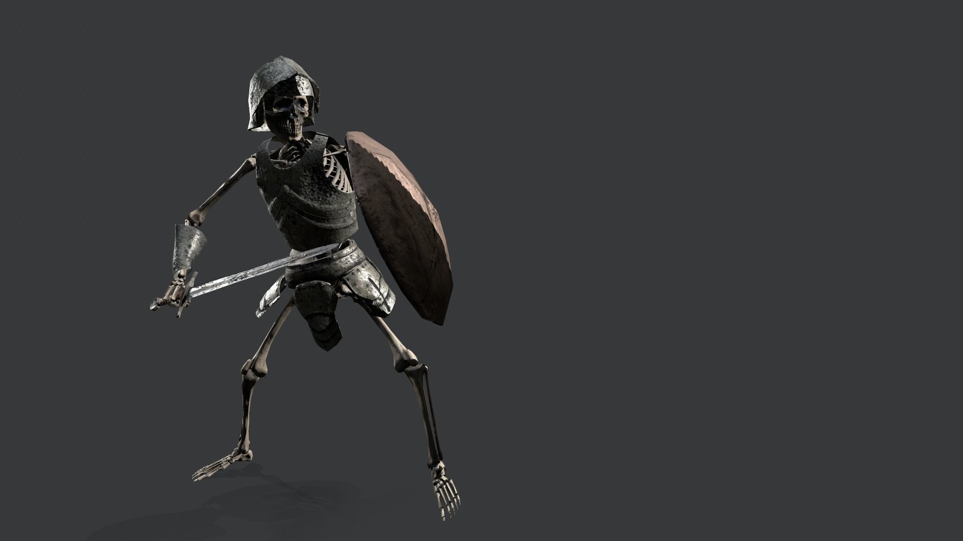 Skeleton Warrior Low-poly 3D model_6