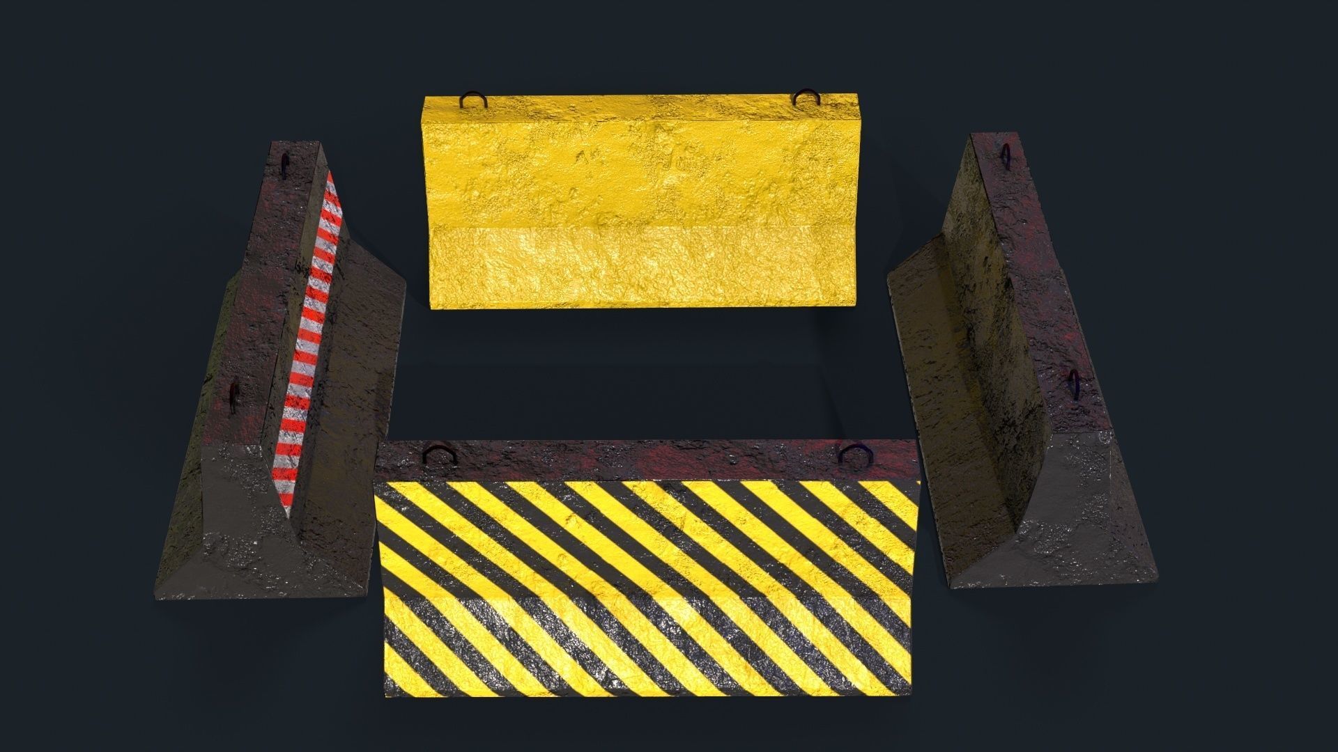 Concrete Road Barrier Low-poly 3D model_11