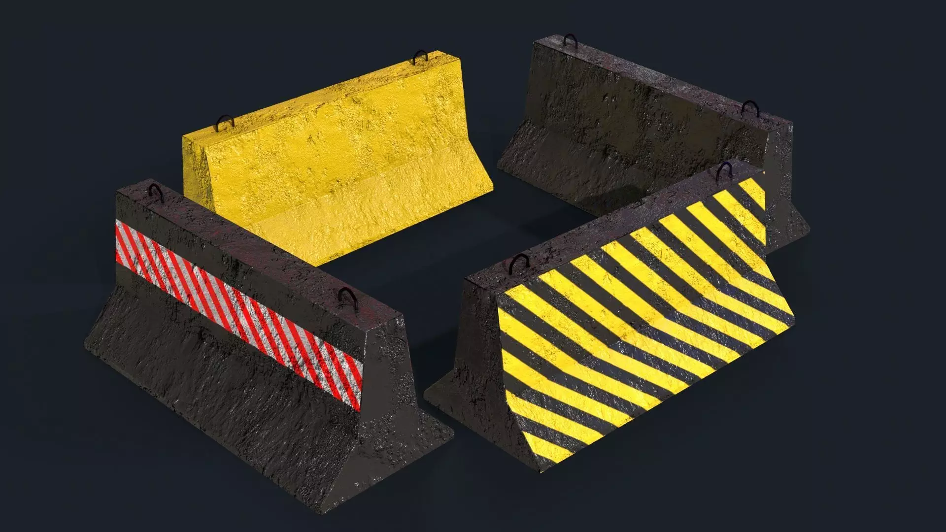 Concrete Road Barrier Low-poly 3D model_0