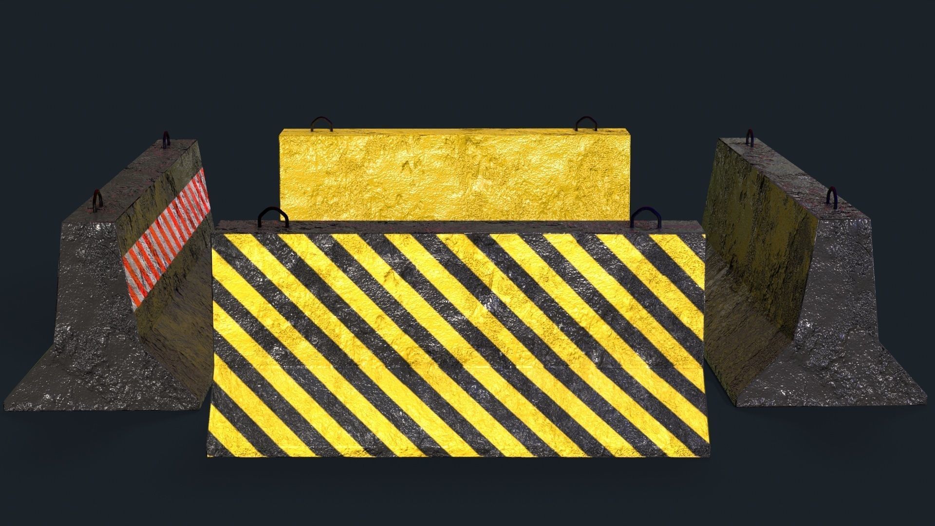 Concrete Road Barrier Low-poly 3D model_12