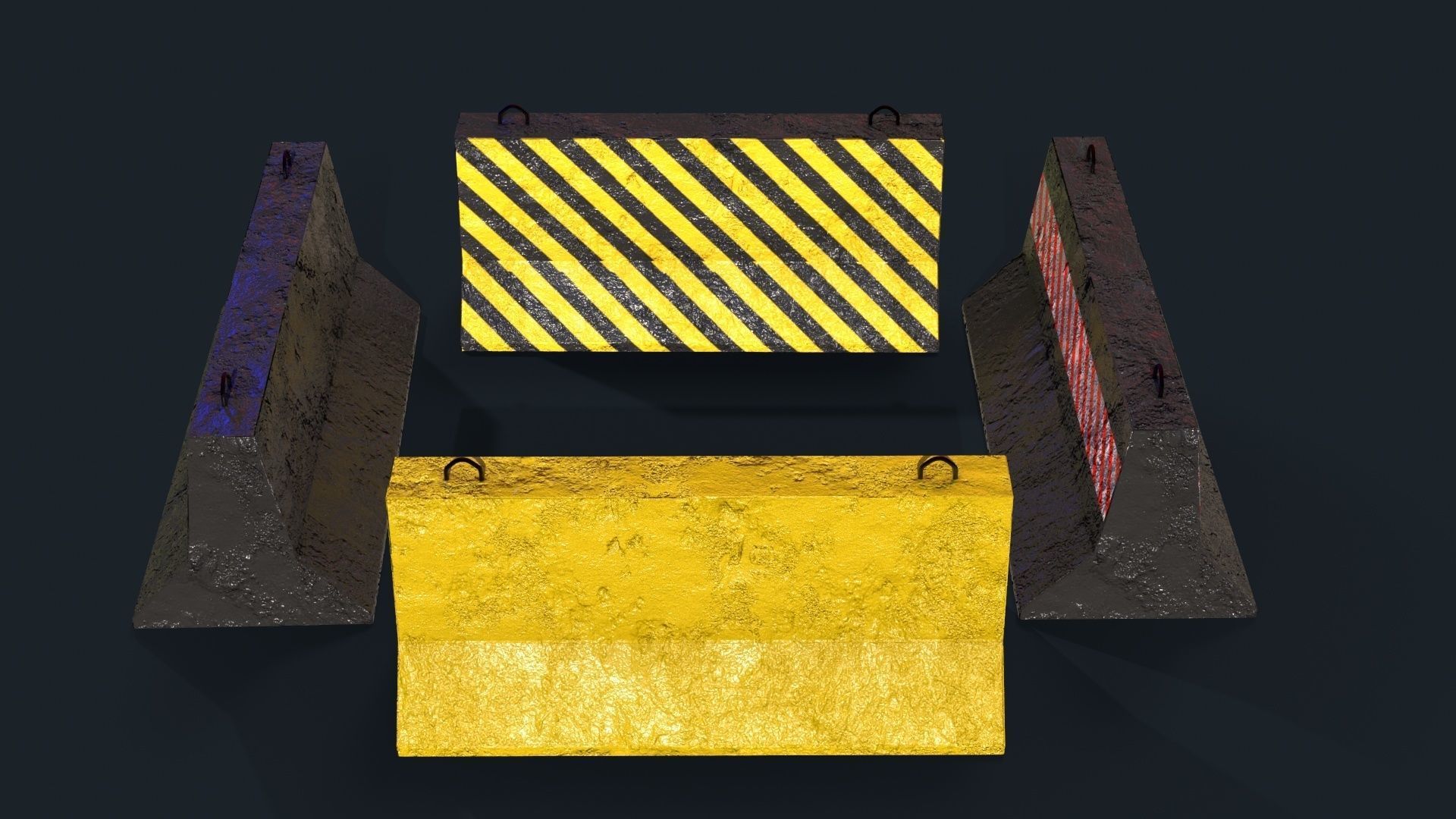 Concrete Road Barrier Low-poly 3D model_10