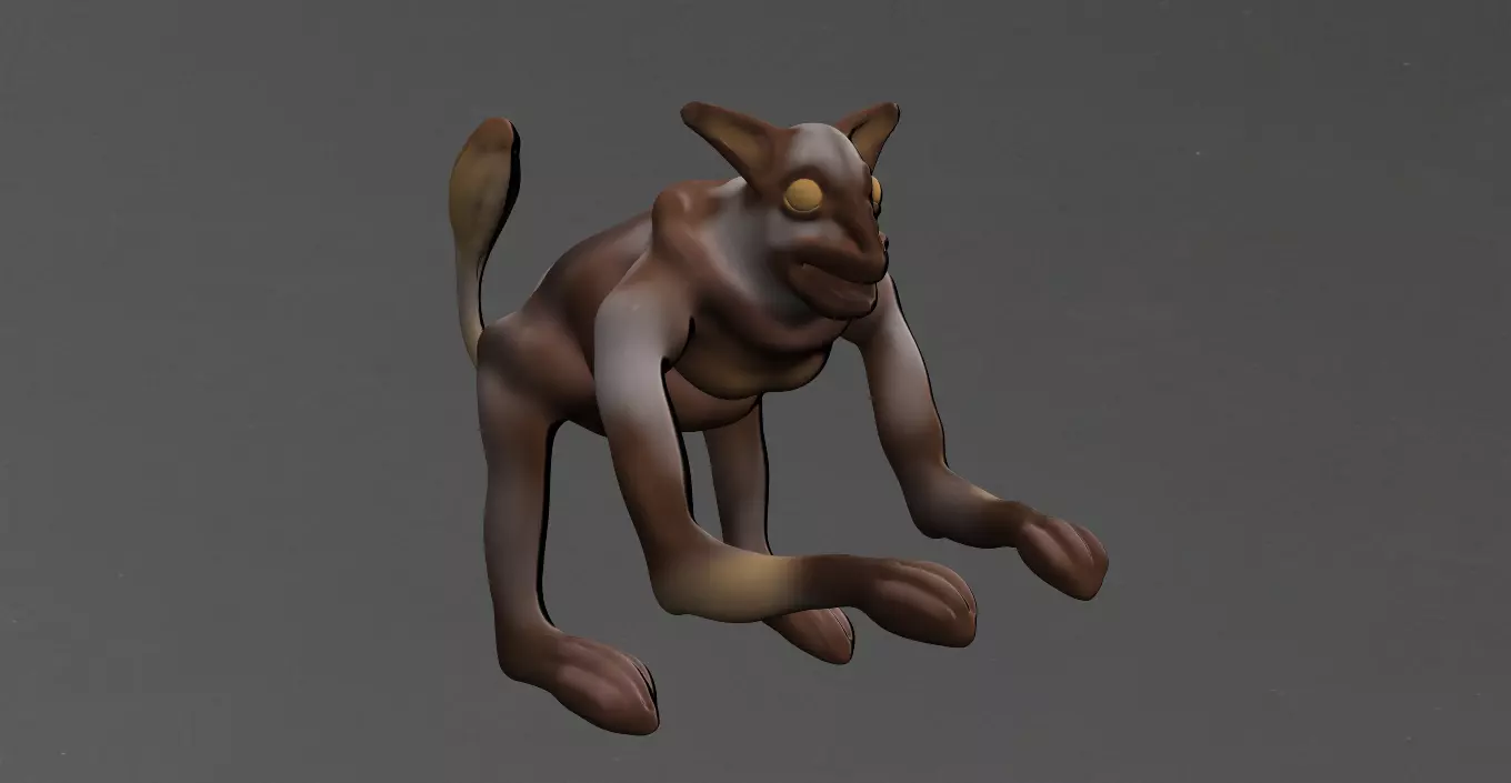 Monkey kangaroo Low-poly 3D model_0