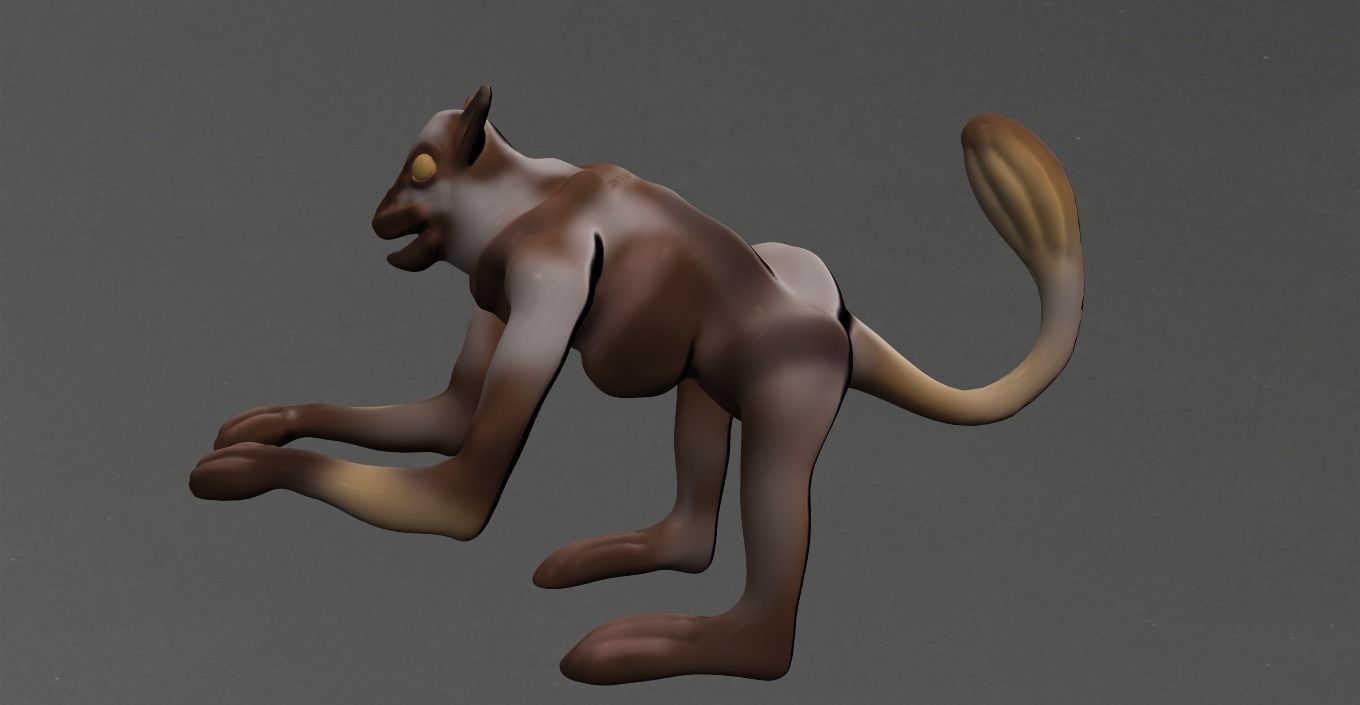 Monkey kangaroo Low-poly 3D model_13
