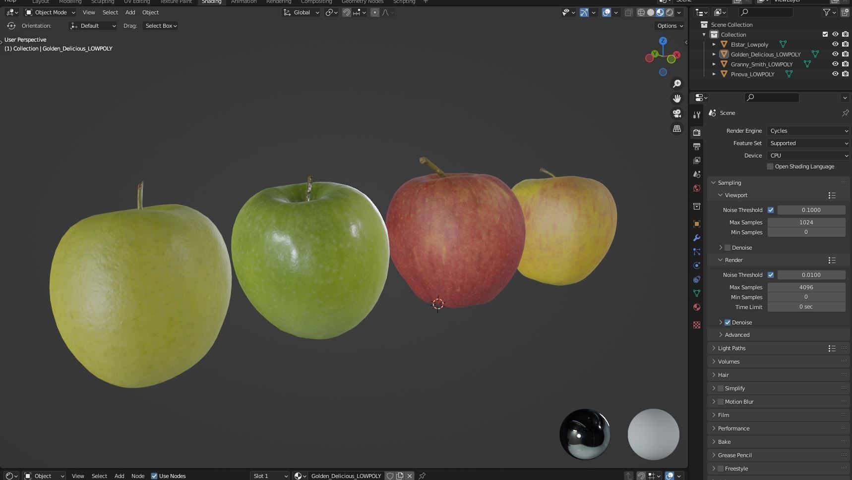 Apples in wooden bowls Low-poly 3D model_29