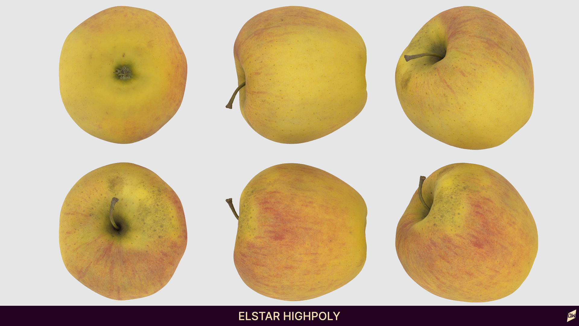 Apples in wooden bowls Low-poly 3D model_4