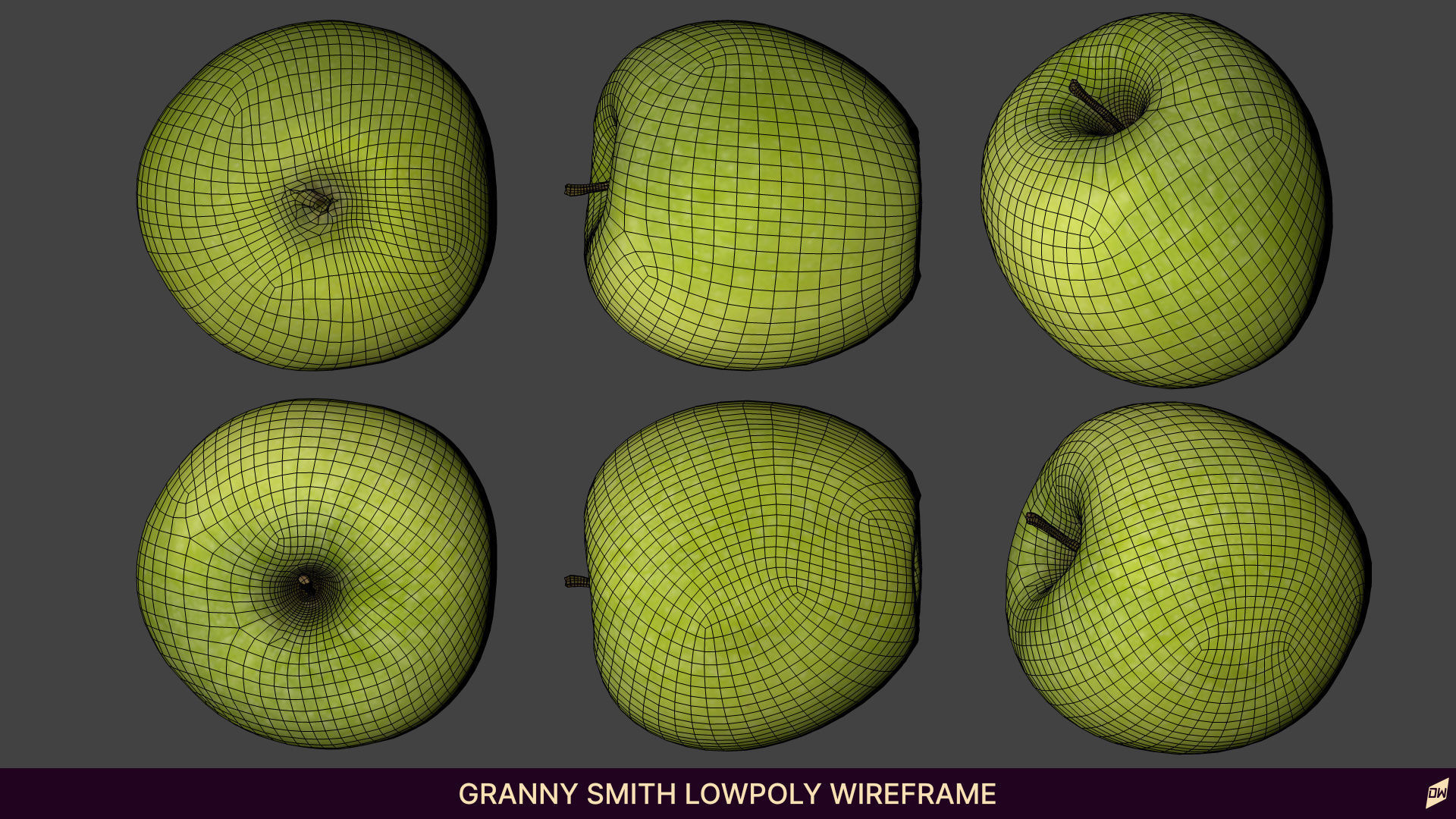 Apples in wooden bowls Low-poly 3D model_19