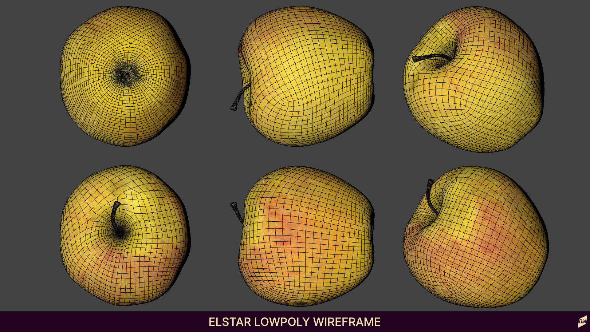 Apples in wooden bowls Low-poly 3D model_13