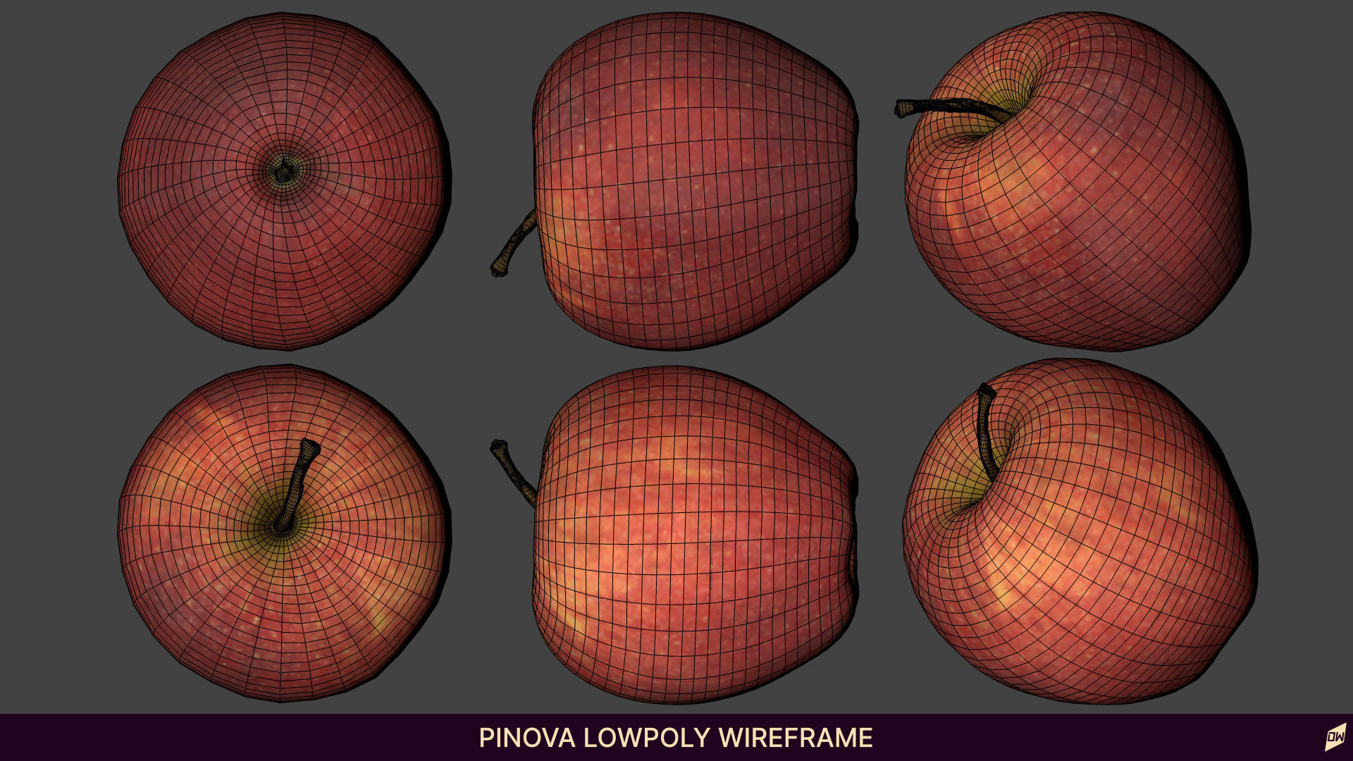 Apples in wooden bowls Low-poly 3D model_22