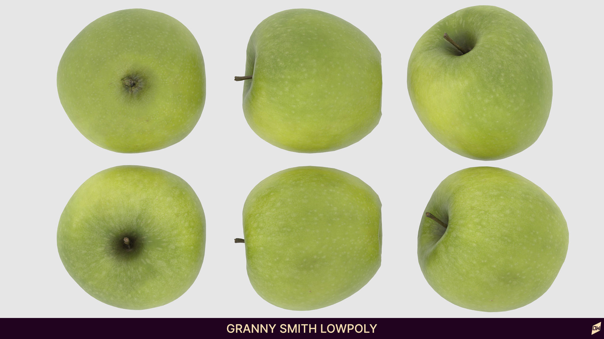 Apples in wooden bowls Low-poly 3D model_18