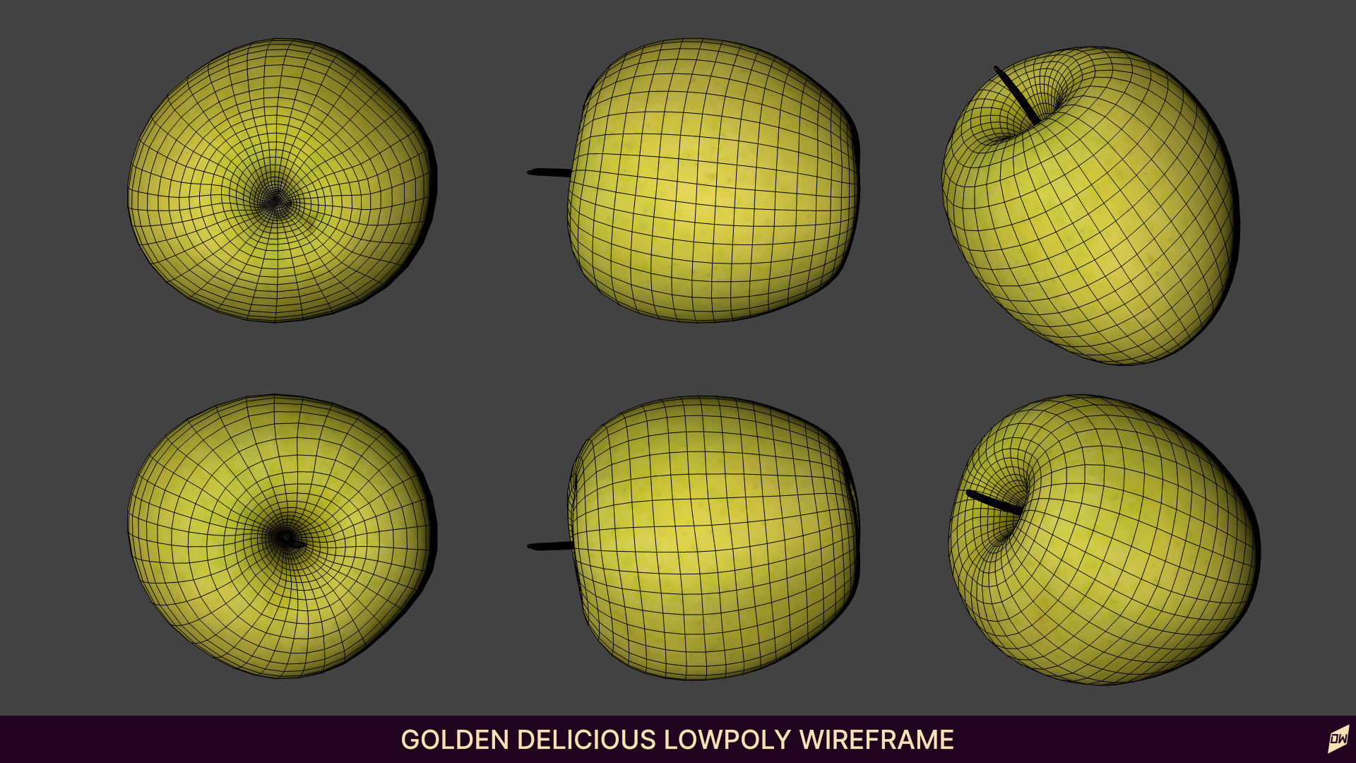 Apples in wooden bowls Low-poly 3D model_16