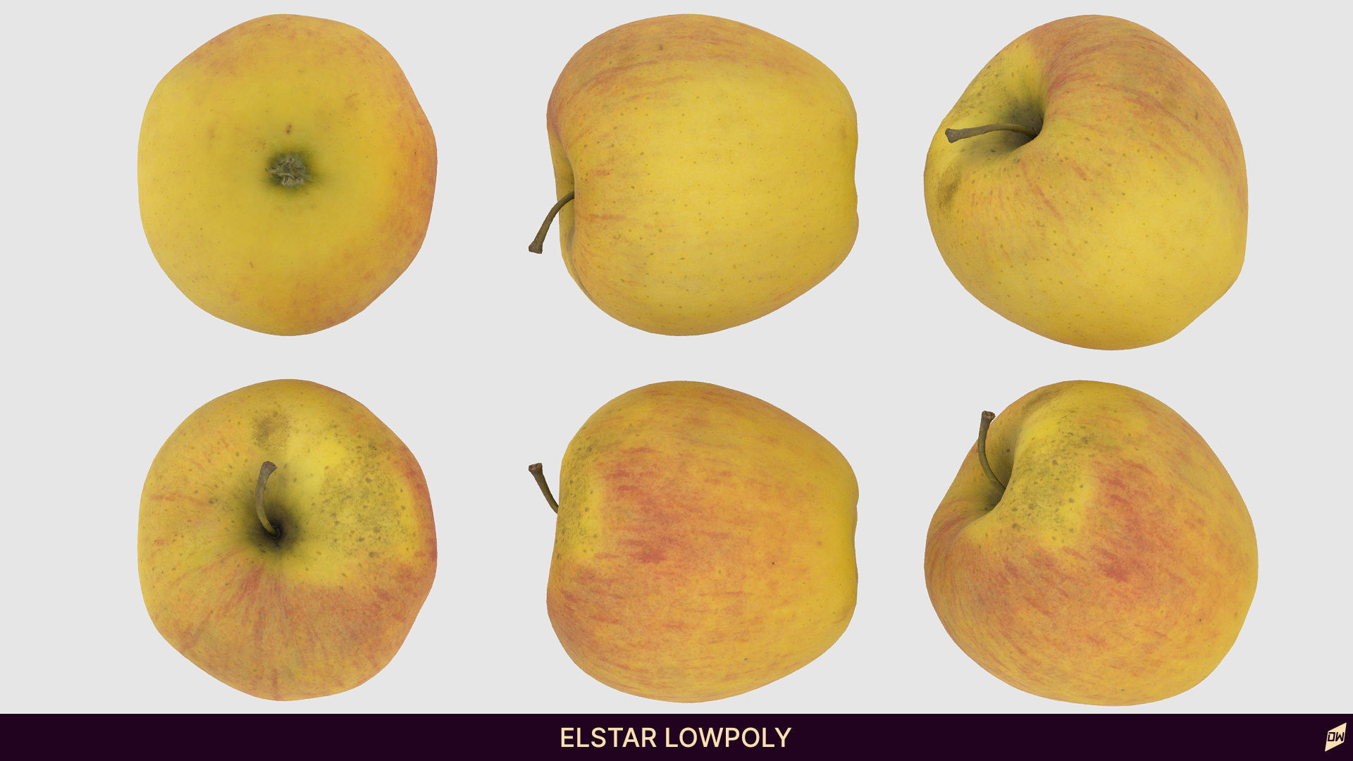 Apples in wooden bowls Low-poly 3D model_12