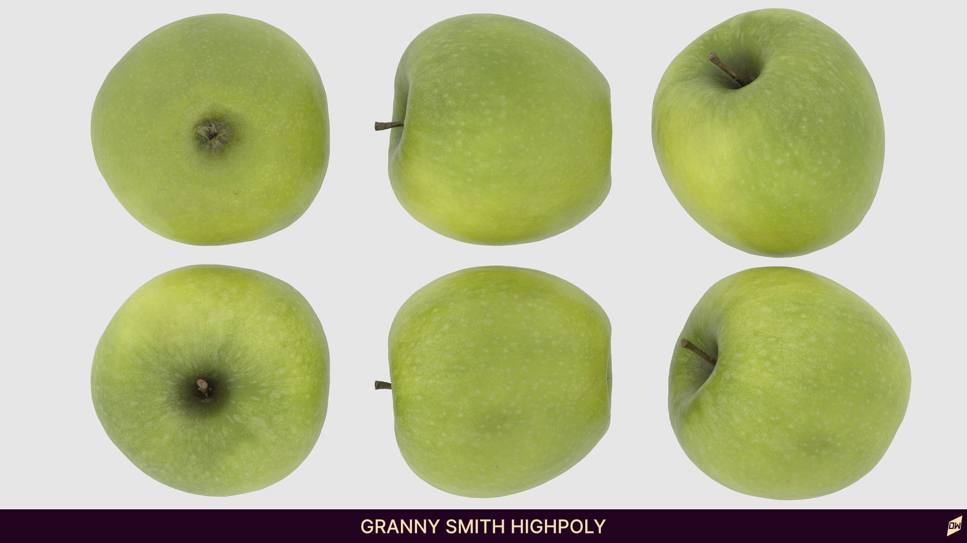 Apples in wooden bowls Low-poly 3D model_8