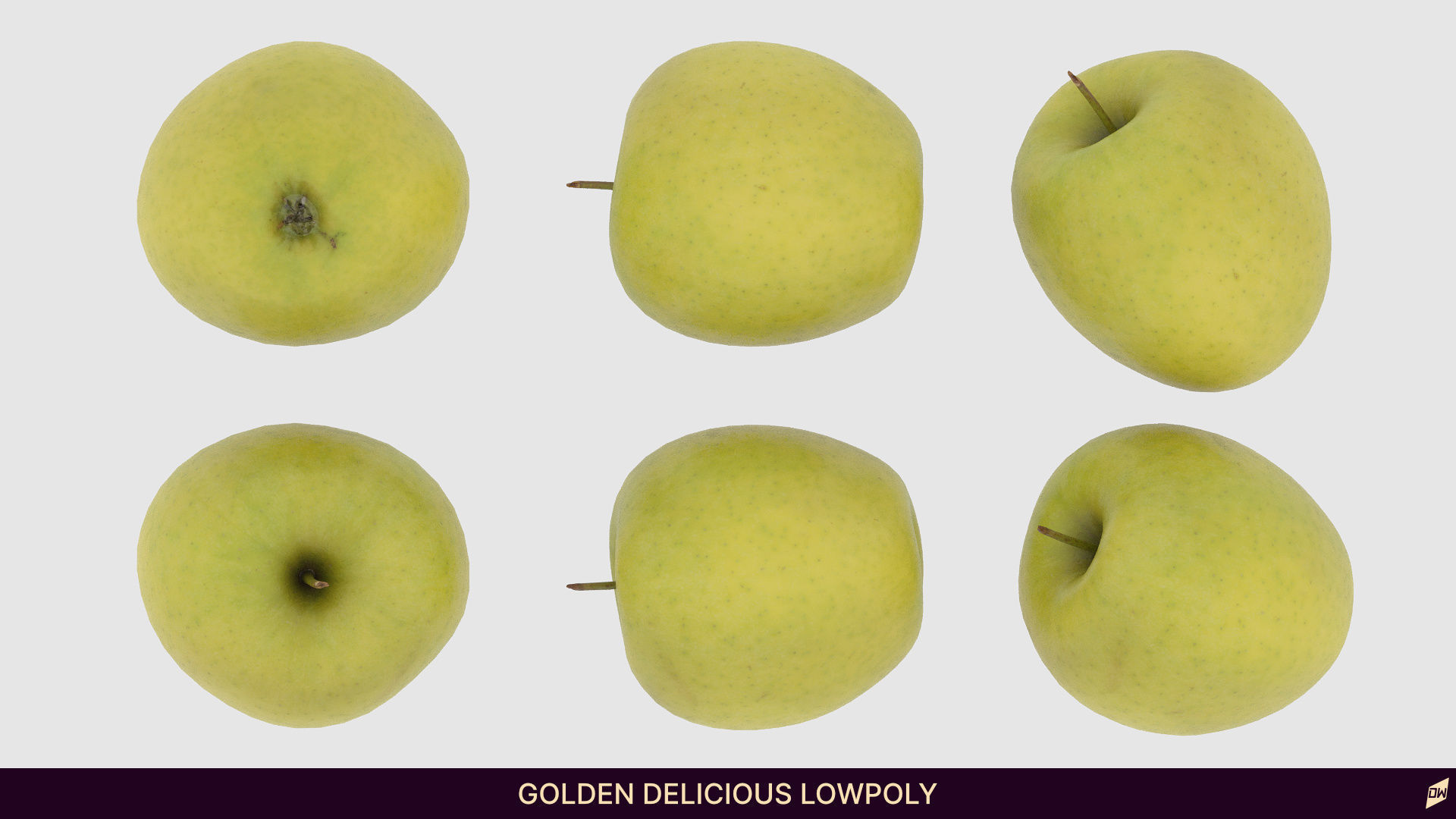 Apples in wooden bowls Low-poly 3D model_15