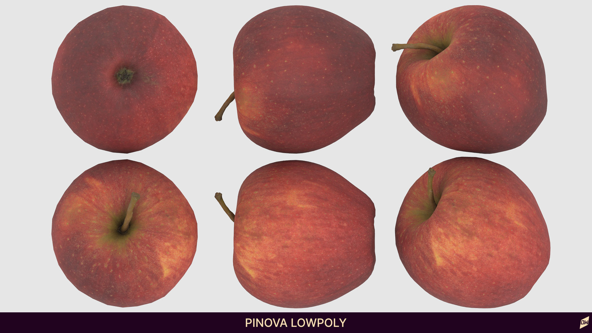 Apples in wooden bowls Low-poly 3D model_21