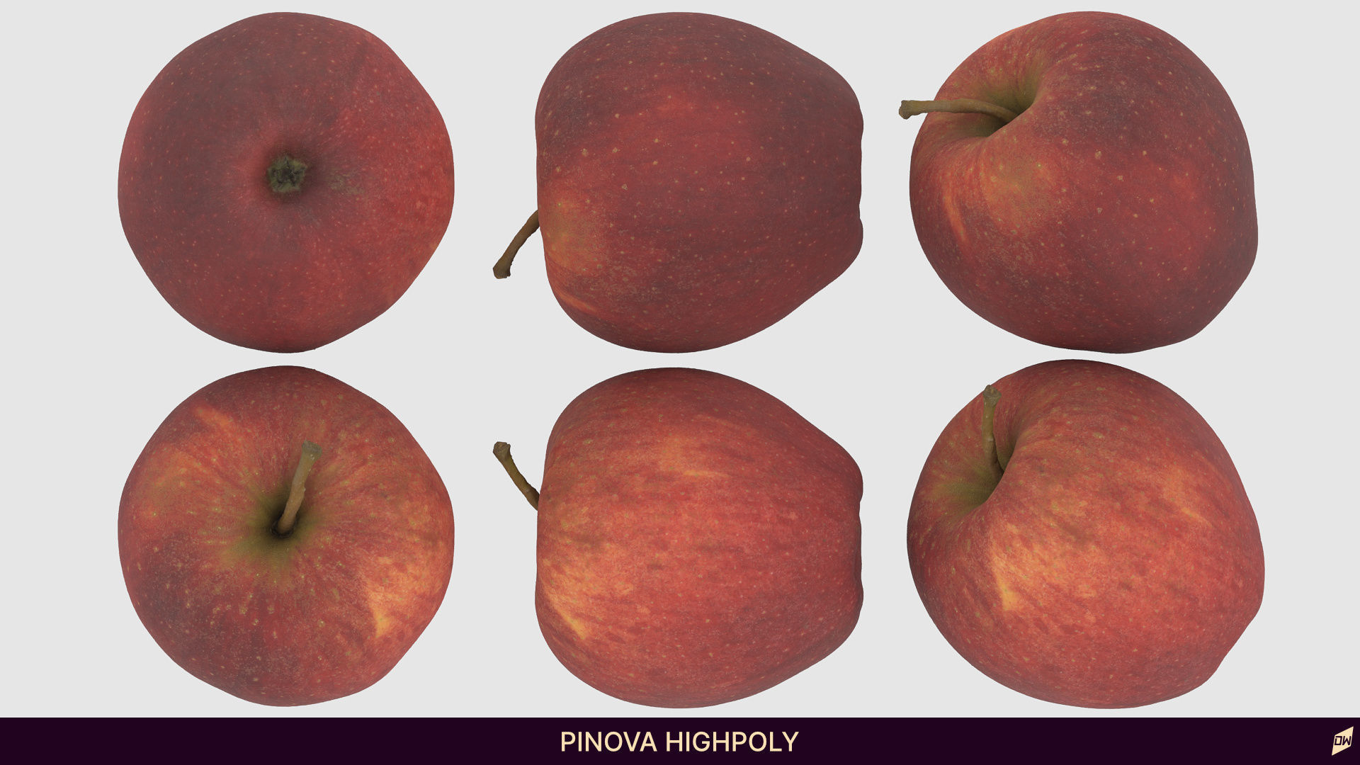 Apples in wooden bowls Low-poly 3D model_10