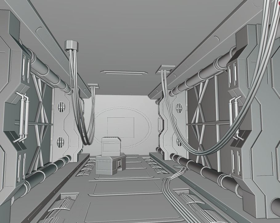 Scifi spaceship corridor 3D model_11