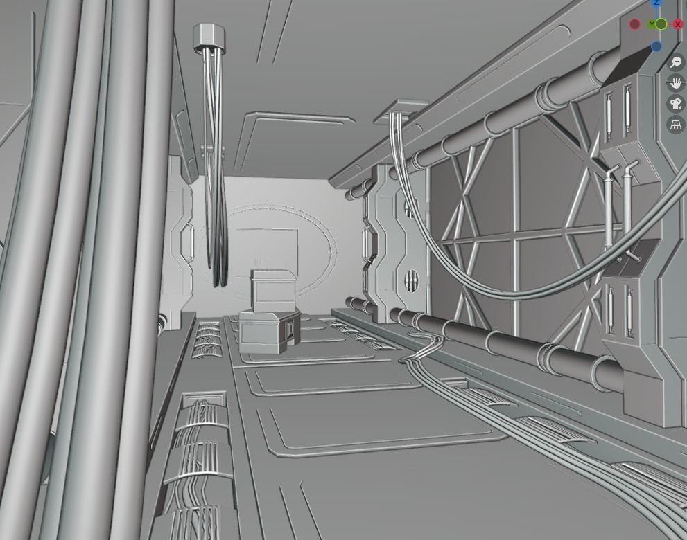 Scifi spaceship corridor 3D model_5