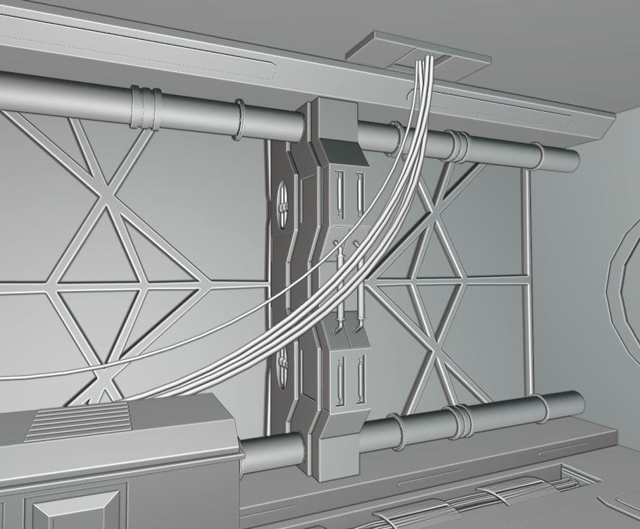 Scifi spaceship corridor 3D model_6