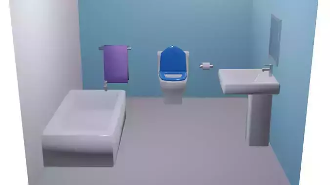 Small cartoon bathroom - Stylized Lowpoly