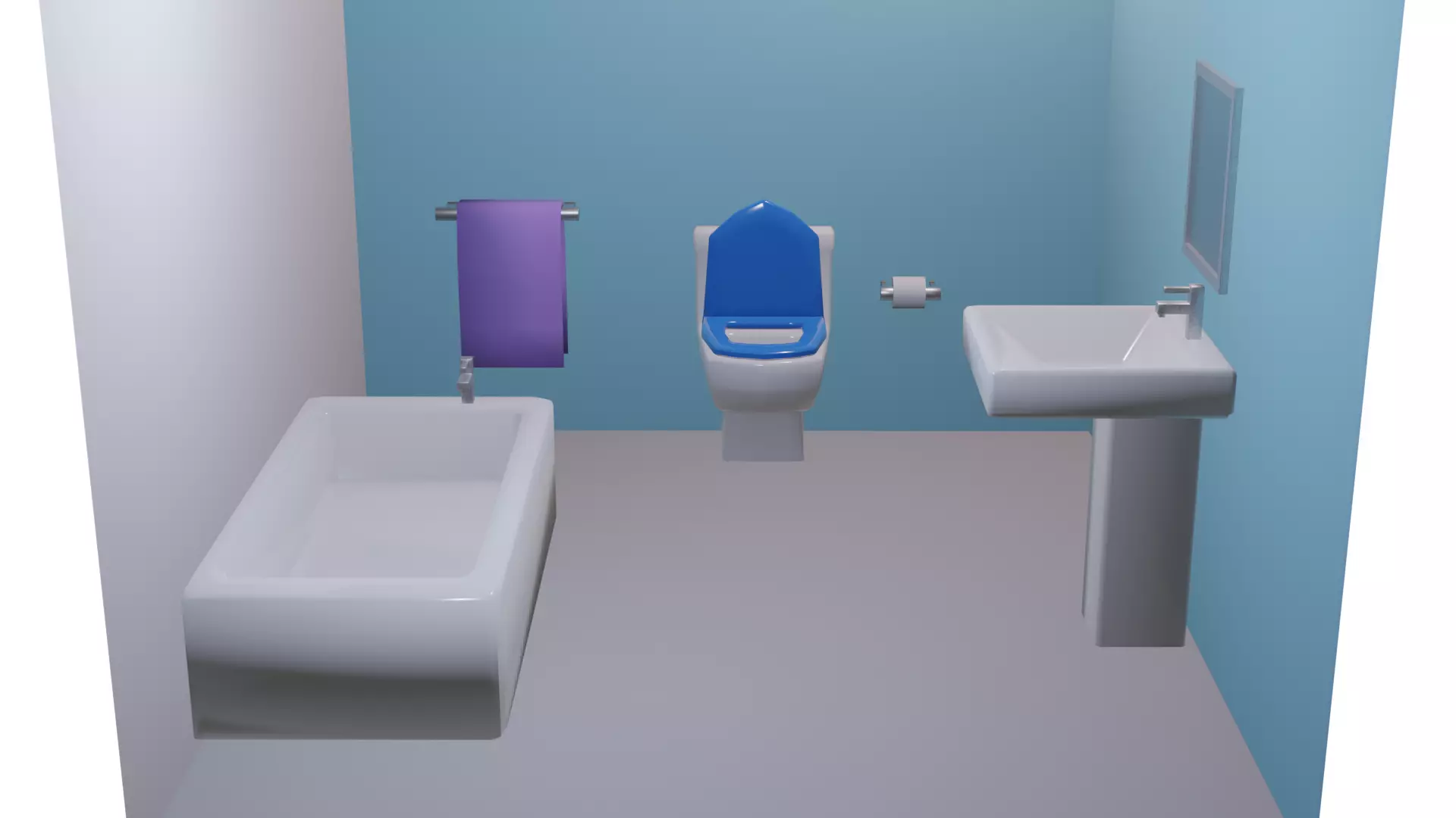 Small cartoon bathroom - Stylized Lowpoly Low-poly 3D model