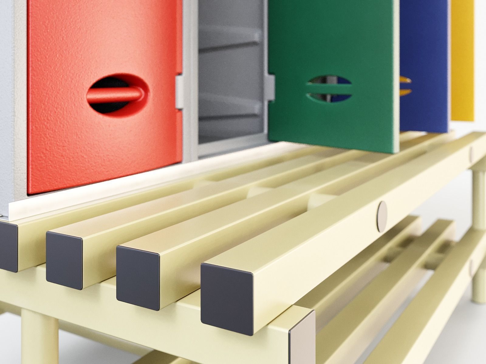 Storage Lockers on a Bench PBR Low-poly 3D model_7